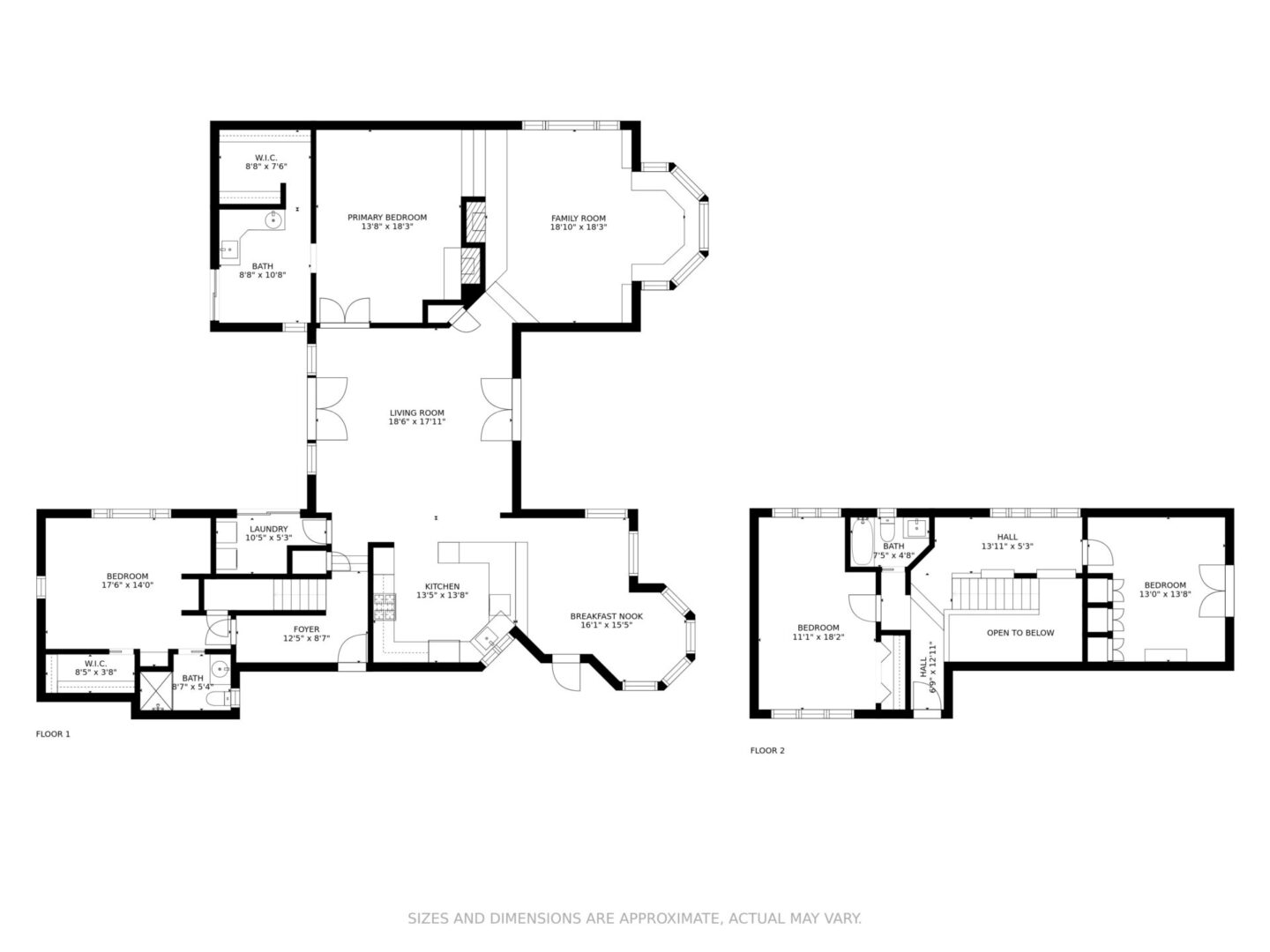 A floor plan of a house with two floors.